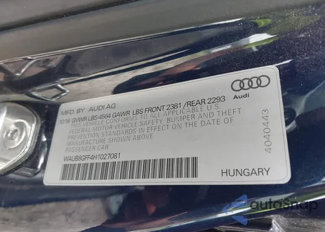 2017 Audi A3 2.0T Premium z USA, uszkodzony, nr VIN WAUB8GFF4H1027081